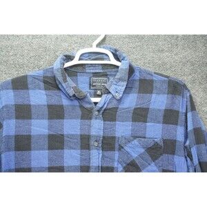 Jackson Hole Mens Flannel Shirt XL Plaid Long Sleeve Blue Black 100% Cotton